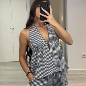 Conjunto Vichy en color azul marino de cuerpo entero